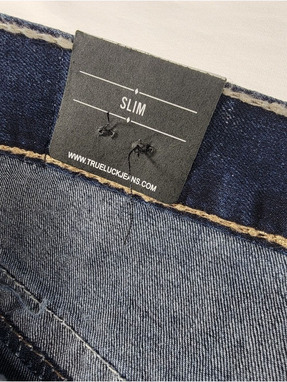 NEW True Luck Jeans Mens 38x32 Blue Stretch Straight Slim Denim NWT - Picture 5 of 11